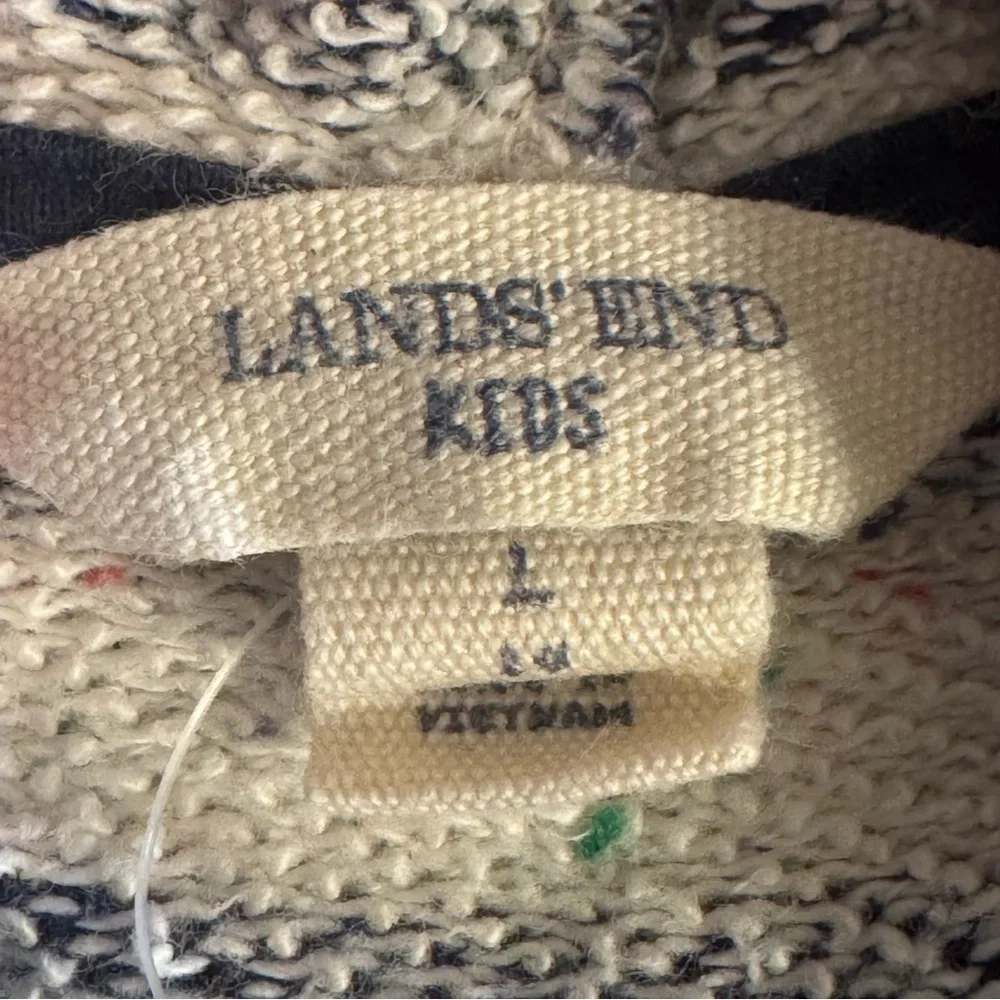 Lands End Kids Striped Hooded Zip-Up Jacket Size L
